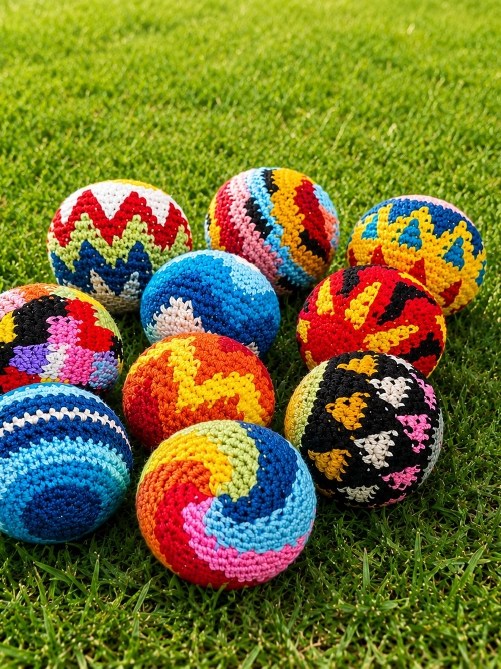 Handmade Multicolor Crochet Play Balls - Kids Toy Set